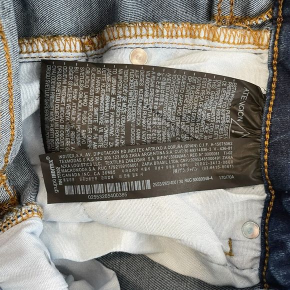 ZARA High Rise Flare Leg Full Length Jean Stretch Medium Wash Size 6 Long - Picture 4 of 7